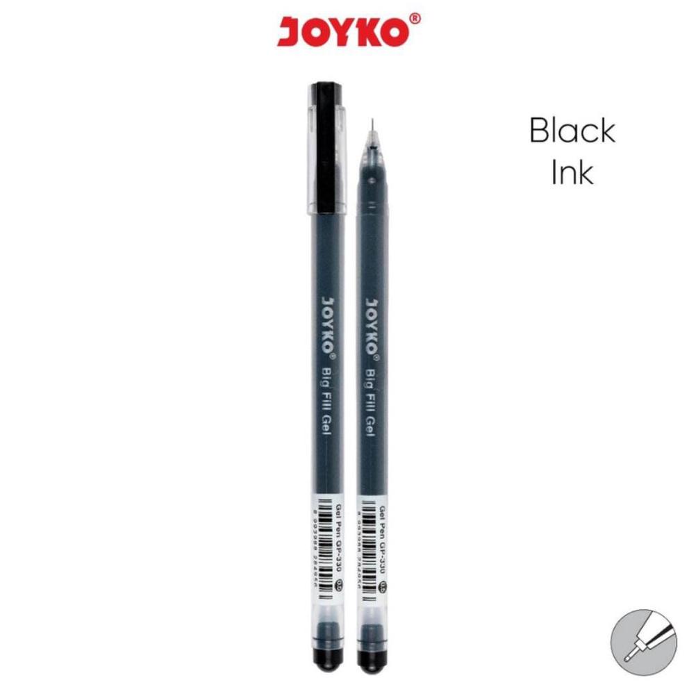 

(1 Biji) Joyko Bolpen Joyko GP-330 Big Fill Gel 0.5 Gel Pen Hitam