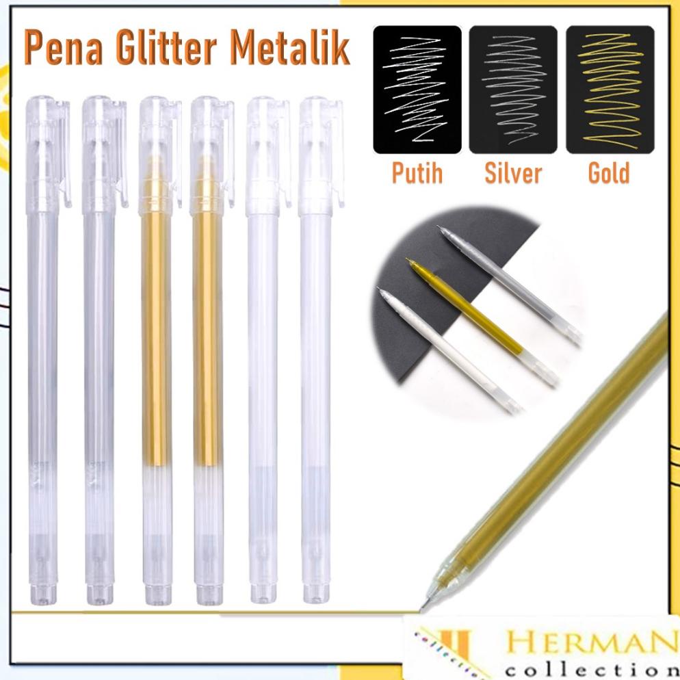 

HC Pena Glitter Metalik 0.9mm Pulpen Warna Warni Gold Colour Gel Pen Tinta Metallic Ballpoint Craftwork Scrapbook Silver White Gel Ink