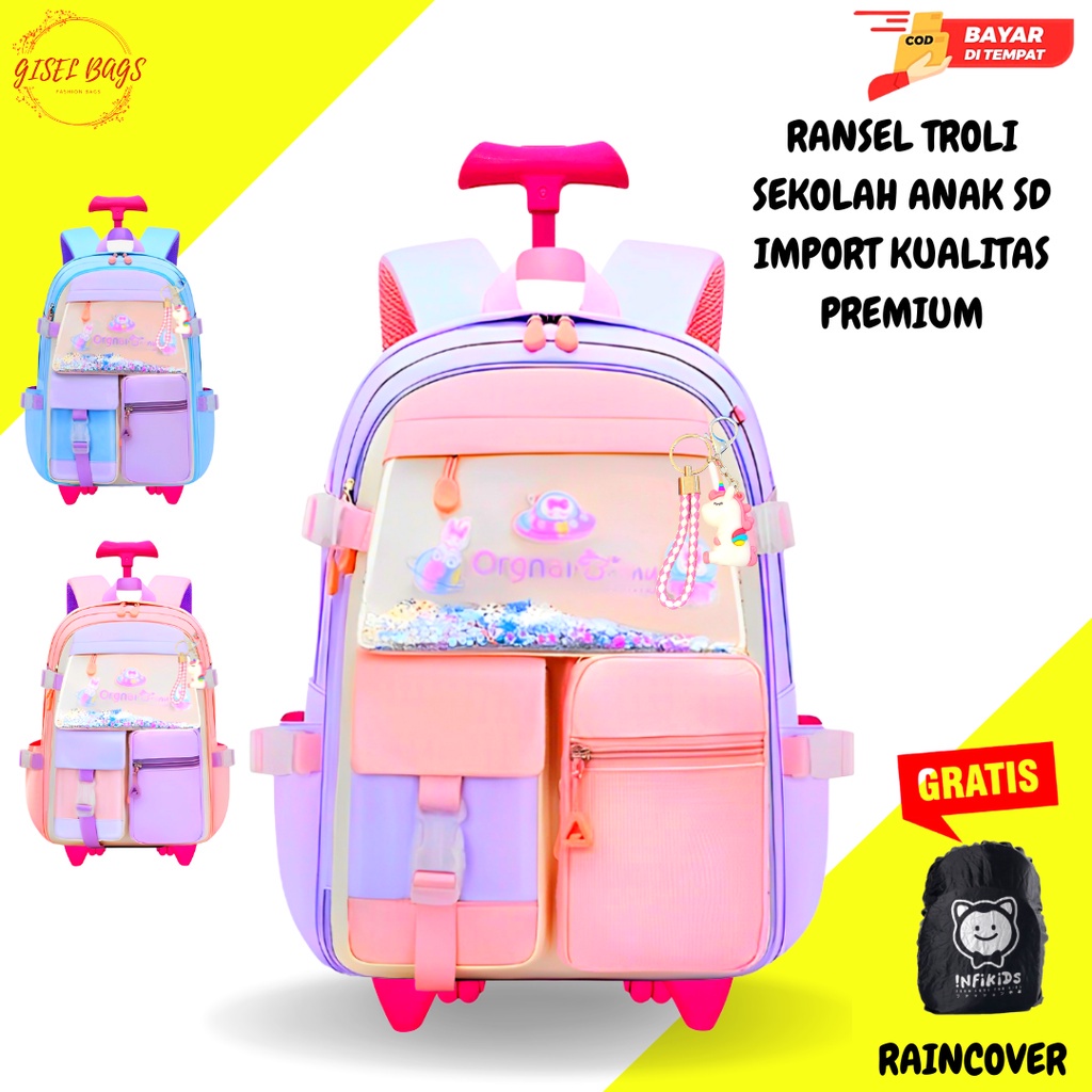 Tas Troli Anak Sekolah Perempuan Sd Remaja Tas Dorong Anak Cewek Remaja
