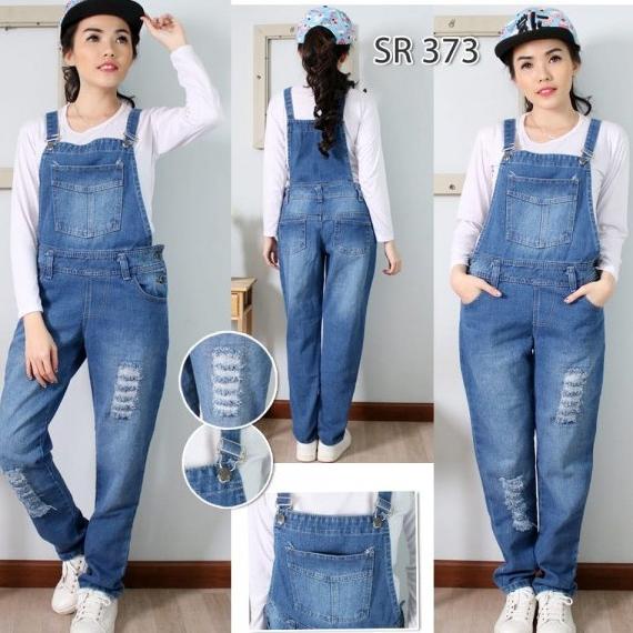 Fashion Baju Cekodok Overall Jeans Jumbo Pria Wanita