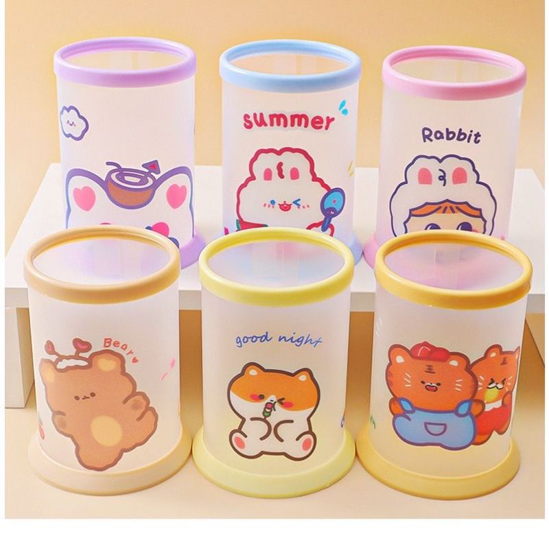 

Pen Holder Tempat Pensil Pulpen Make Up Brush Desktop Pen Stand Lucu Lipat Rangkai Karakter Gambar Motif Animal Warna Pastel