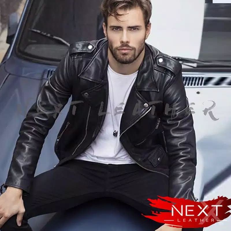 JAKET KULIT RAMONES PRIA 100% DOMBA. ASLI / JAKET KULIT CASUAL / JAKET KULIT MOTOR / JAKET TRENDY 03
