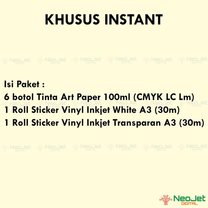 

Paket Sticker Vinyl Inkjet White Transparan Tinta Artpaper Kode 1408