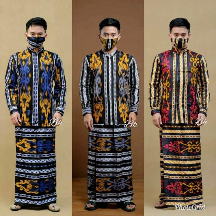 SET CELANA SARUNG DAN KEMEJA KOKO BATIK SETELAN SARCEL PRIA DEWASA