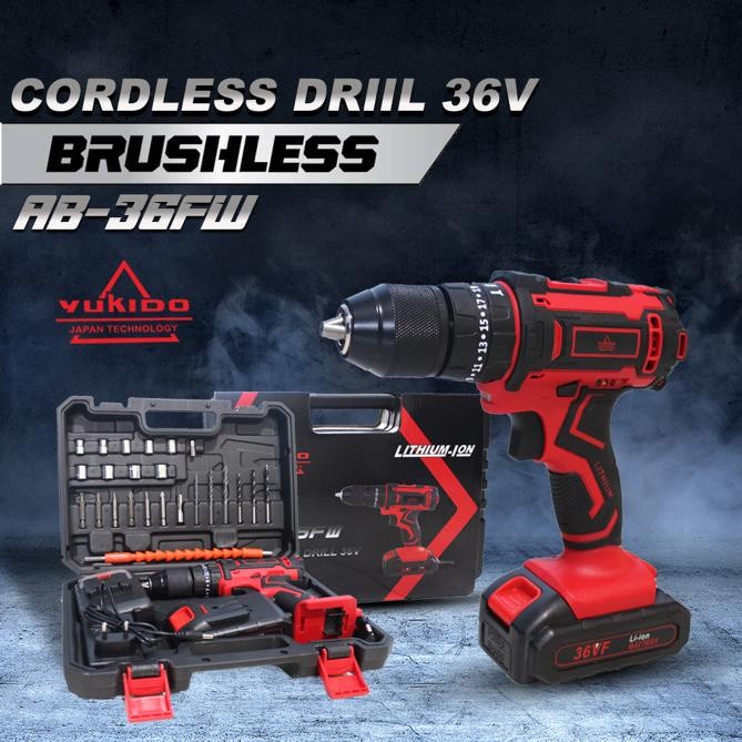 ✅COD Yukido-Set Bor Obeng Bor Bolak Balik 36 V Charger Cordless Drill Char Limited