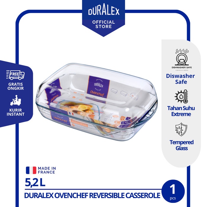 

✅Termurah Duralex Ovenchef Reversible Casserole 35X22Cm 52L - Loyang Baking Terbatas