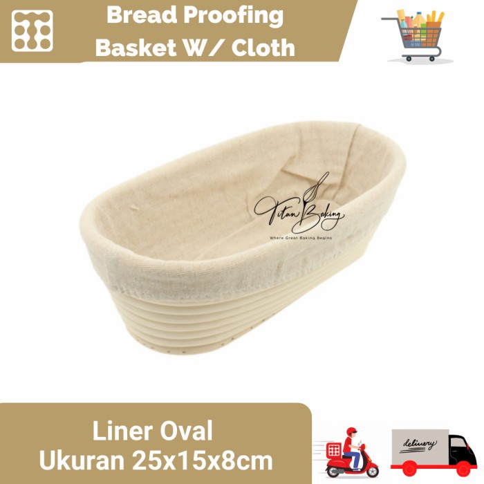 

✅Termurah Oval Banetton Bread Proofing Basket Sourdough W/Cloth Liner 25X15X8Cm Berkualitas