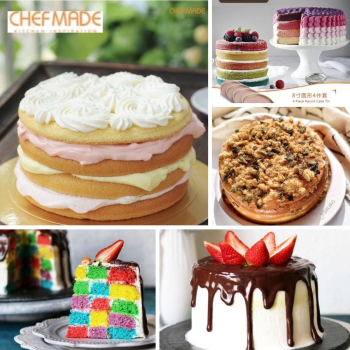 

✅Termurah Chefmade 4Pcs Loyang 25Cm Kue Bulat Rainbow Cake Anti Lengket Wk9134 Limited