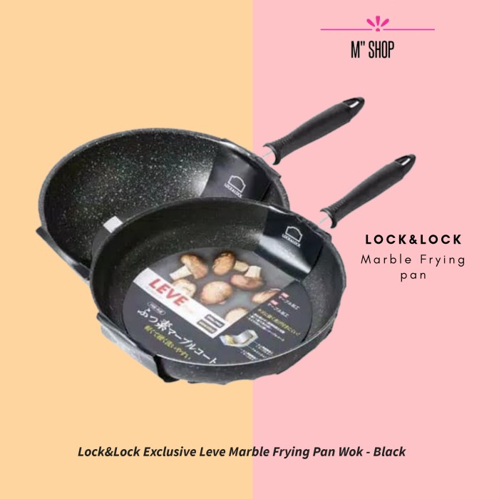 ✨Baru LockLock Exclusive Leve Marble Frying Pan Wok - Black 24Cm Terbatas