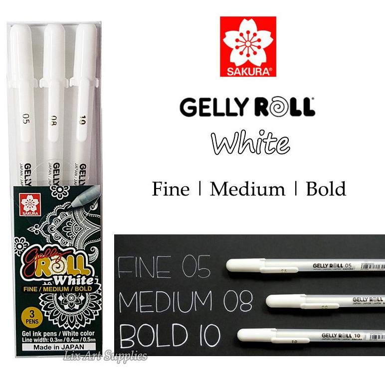 

TERMURAH Sakura Gelly Roll Ink Pen White Set 3 (White Pen) PROMO