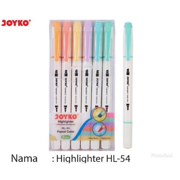 

TERMURAH Dual tip Highlighter 6 WARNA Pastel Color joyko HL54 PROMO