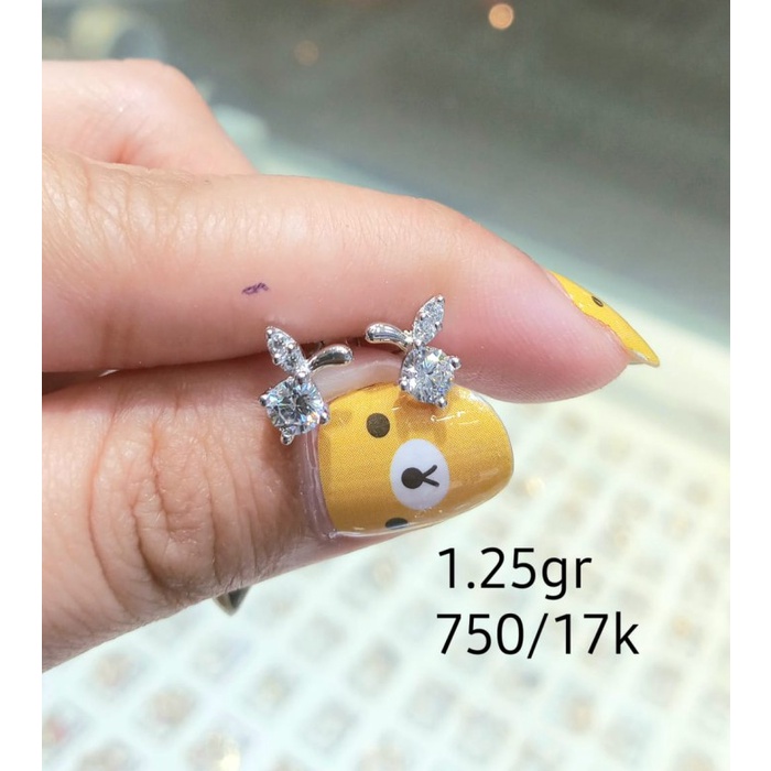 ✨Termurah Anting Giwang Tusuk Emas Putih Cherry Fashion Kadar 75 1.25 Gram Bisa Gojek
