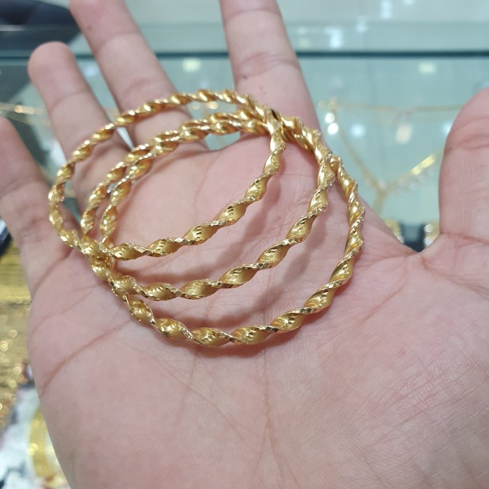 ✨Sale Gelang Bangle Ulir 3Pc Emas 700 Terbatas
