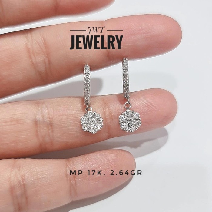 ✨Termurah Giwang Anting Jepit Model Berlian Gantung Lotus Bunga Sakura Berkualitas
