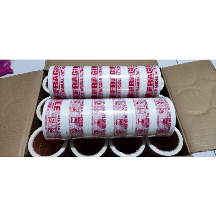 

✨Sale Lakban Fragile Jangan Dibanting Putih 48Mm X 50Yard Real Terbatas