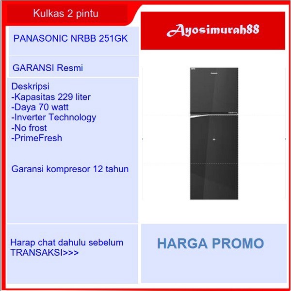 ✨Ready Kulkas Panasonic Nrbb 251Gk Prime Fresh Diskon