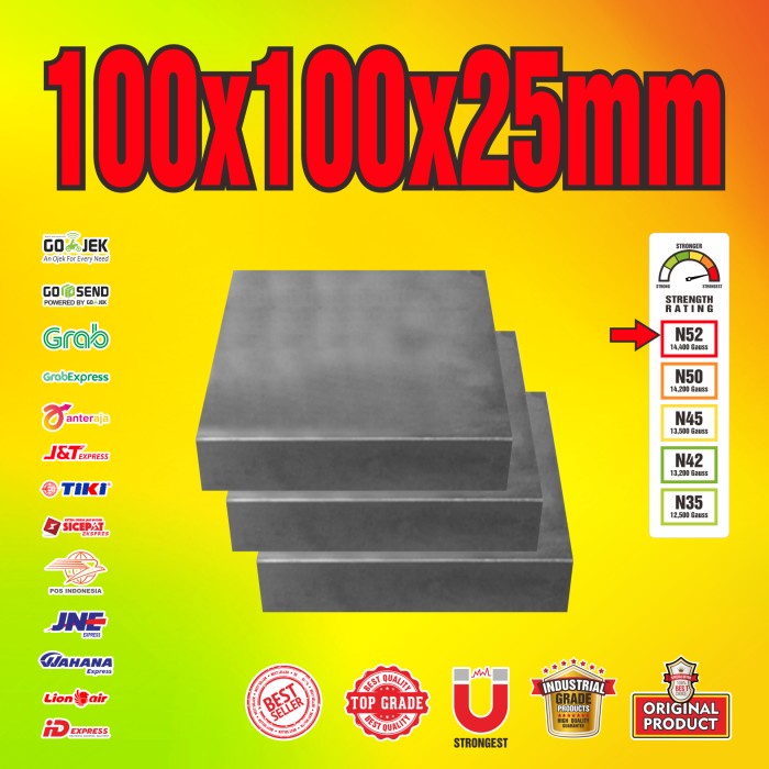 ✨Original Magnet Neodymium 100X100X25Mm N52 Terbaru