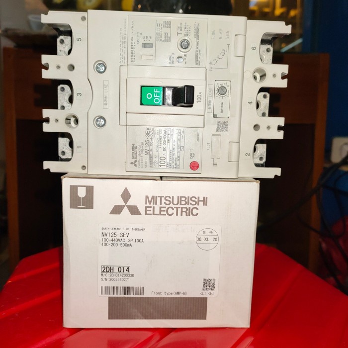 ✨Original Earth Leakage Circuit Breaker Elcb Nv125-Sev 3P 100A Mitsubishi Terbatas