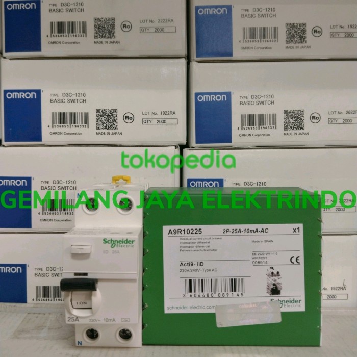 Promo Rccb/Elcb Schneider Iid 2P 25A 10Ma Schneider A9R10225 Ild 2P 25A 10Ma