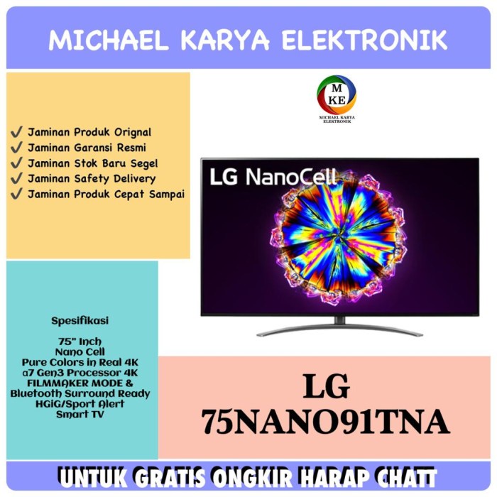 ✨Ori Led Tv Lg 75Nano91Tna Nano Cell 75 Inch 4K Smart Tv Lg 75 Nano91 Tna Bisa Gojek