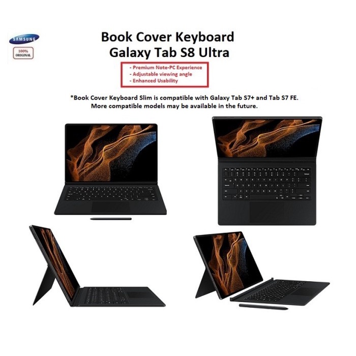 ✨New Ori Bookcover Keyboard Galaxy Tab S8 Ultra Keyboard Cover Tab S8 Ultra Terbatas