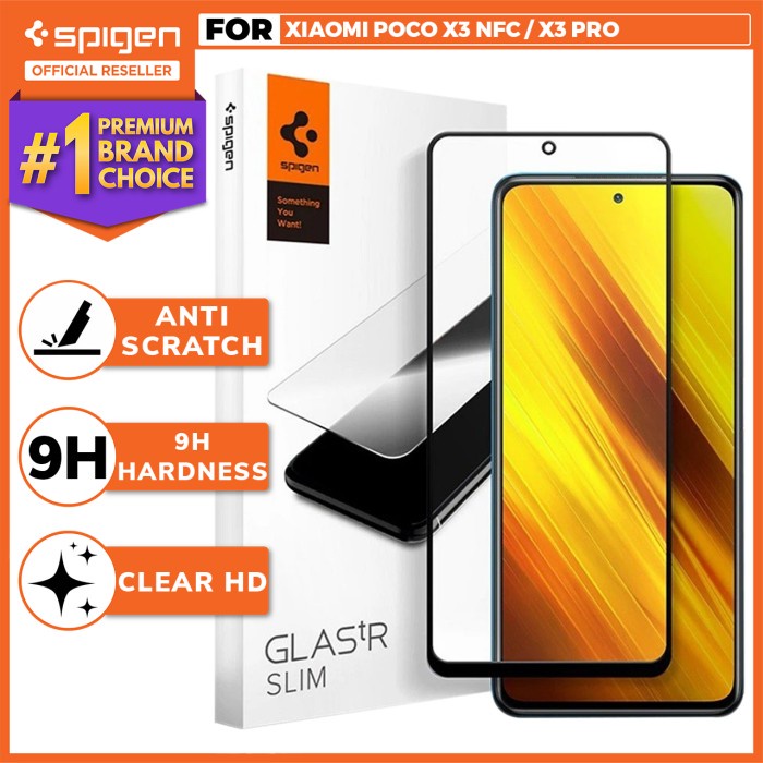 ✨Ori Tempered Glass Xiaomi Poco X3 Pro / Nfc Spigen Glas Tr Full Cover Hd Bisa Sameday