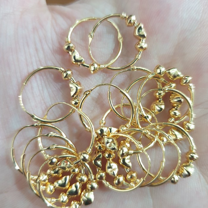 ✨Ori Anting Gipsy Hoop Bulat Polos Love Hati Emas Asli 700 70 16K 1 Gram Berkualitas