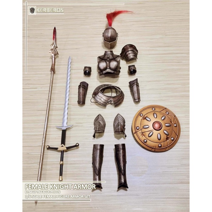 ✨New Kitbash Tbleague Phicen Knight Female Figure Warrior Armor 1/6 New Berkualitas