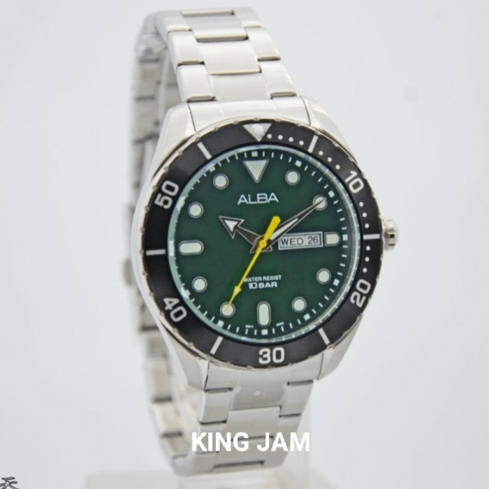 ✅Sale Jam Tangan Pria Alba Aj6111X1 Original Ring Black Green Terbaru