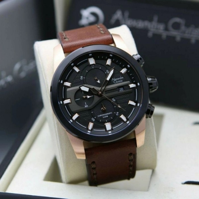 ✅Ready Alexandre Christie Original Pria Ac6562 - Ac 6562 Black Rosegold Diskon
