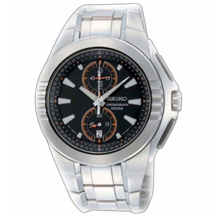 ✅Original Jam Tangan Seiko Snn145P1 Chronograph Silver Black Orange Limited
