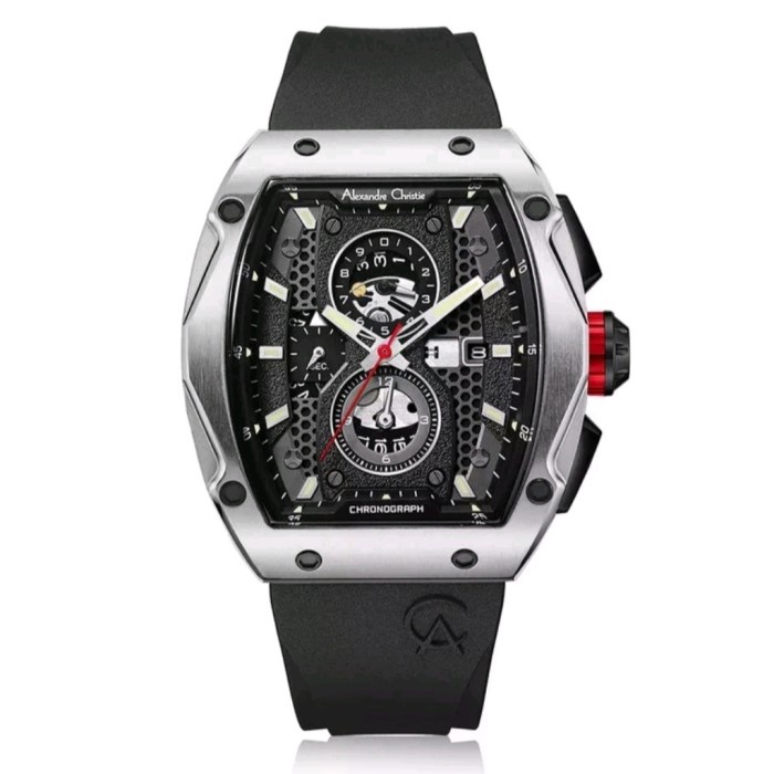 ✅Ori Jam Tangan Pria Alexandre Christie Ac 6608 Silver Black Ac6608 Terbatas