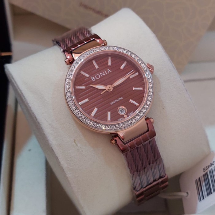 ✅New Ori Bonia Bnb10626-2042S Rosegold Brown Sapphire Jam Tangan Wanita Origina Diskon