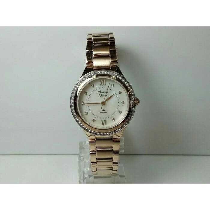 ✅New Ori Jam Tangan Wanita Alexander Christie Ac 2665 Sapphire Light Gold Berkualitas