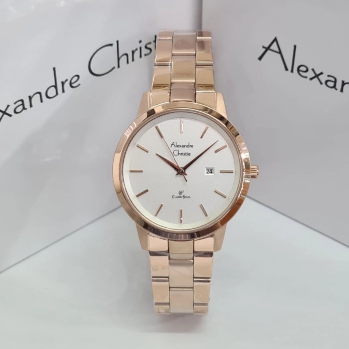 ✅New Jam Tangan Wanita Alexandre Christie Ac8645 - Ac 8645 Rosegold White Limited