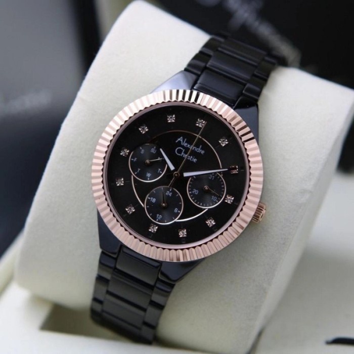 ✅New Jam Tangan Wanita Alexandre Christie 2900Bf/Ac2900 Hitam Rosegold Bisa Sameday
