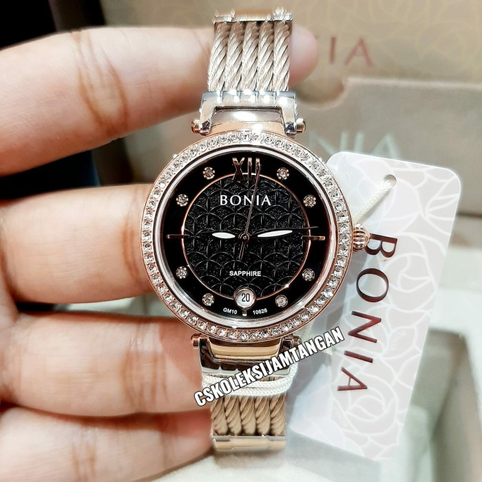 ✅New Jam Tangan Wanita Bonia Bnb10626-2633S Sapphire Rosegold Black Origina Terbatas