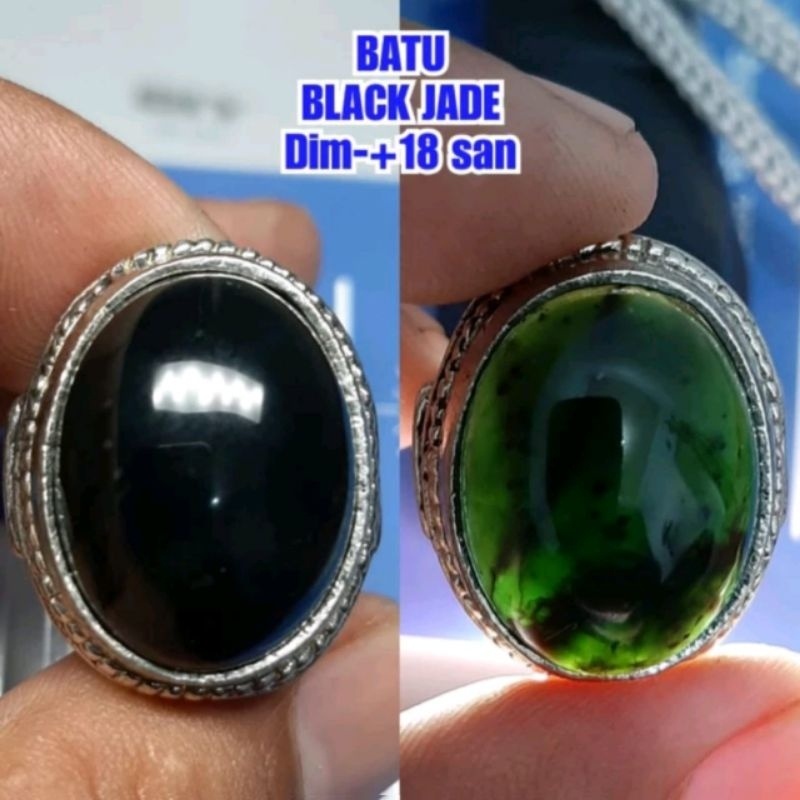 CINCIN KESEHATAN BATU BLACK JADE RING ALPAKA