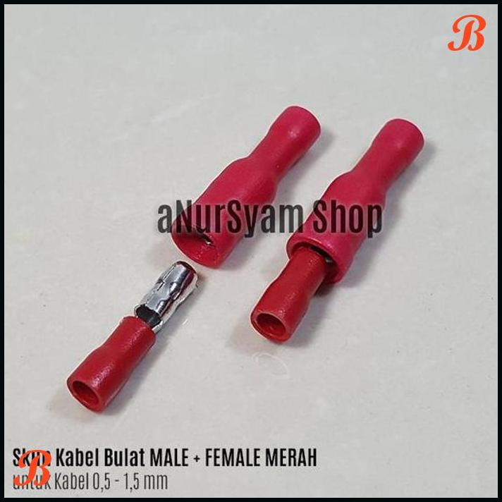 SKUN KABEL BULAT MALE + FEMALE MERAH SEPASANG | EKL