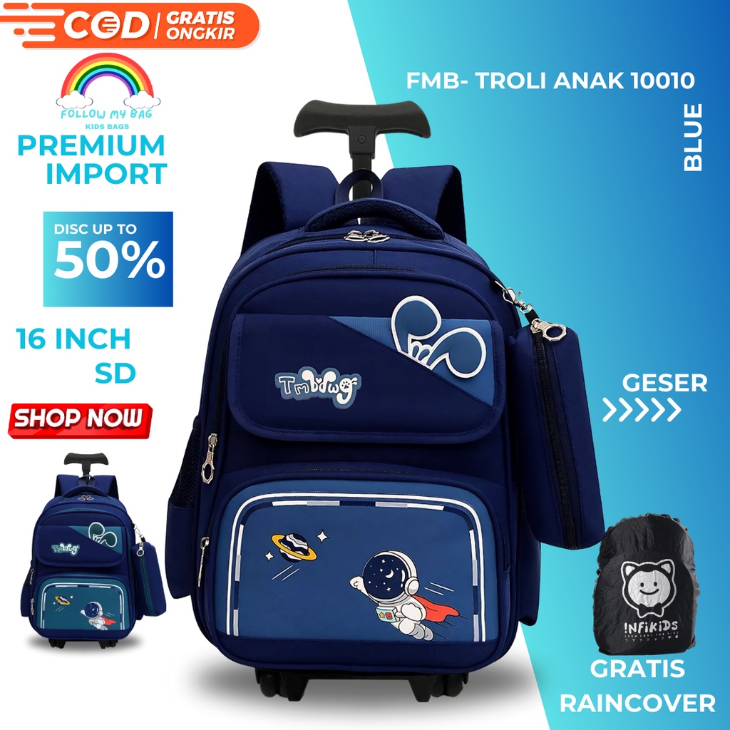 Tas Koper Anak Sekolah SD Astronot FMB - Tas Koper Anak Laki Laki - Tas Dorong Anak 10010