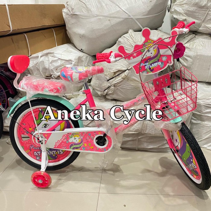 ✨Ori Sepeda Anak Roda Empat Cewek Perempuan Atlantis 18 Little Pony Unicorn Terbatas