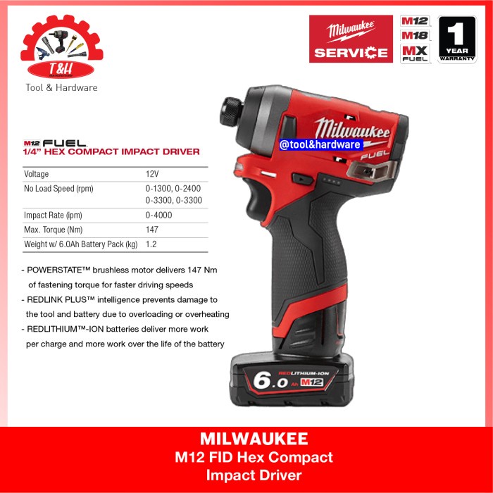 ✅Original Mesin 12V Compact Impact Driver  Impact Driver Milwaukee Bare Unit Berkualitas