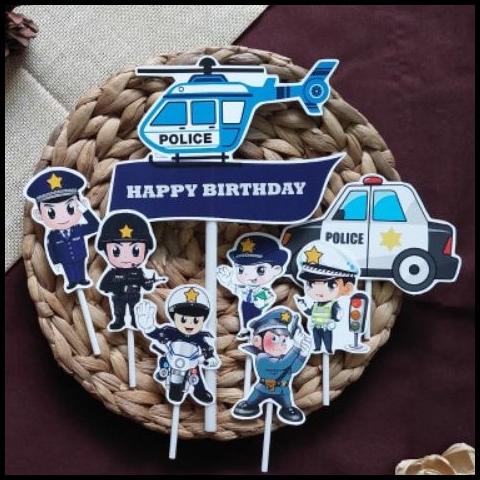 TERMURAH TOPPER KUE CAKE HAPPY BIRTHDAY ULANG TAHUN KARAKTER POLISI POLICE