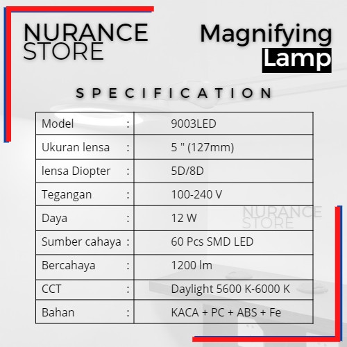 

Magnifying Lamp / Kaca Pembesar Llight 9003 Led ( 5 Diopter )