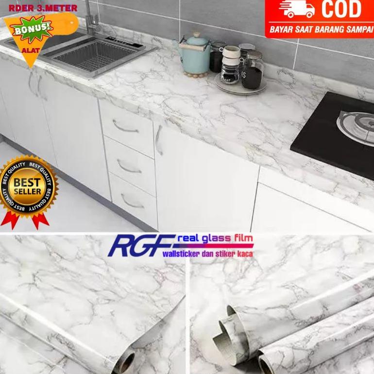 STIKER MARMER MARBLE GLOSY TEBAL MEJA KAYU KACA ANTI AIR MINYAK DAN TAHAN PANAS STIKER DINDING LANTA