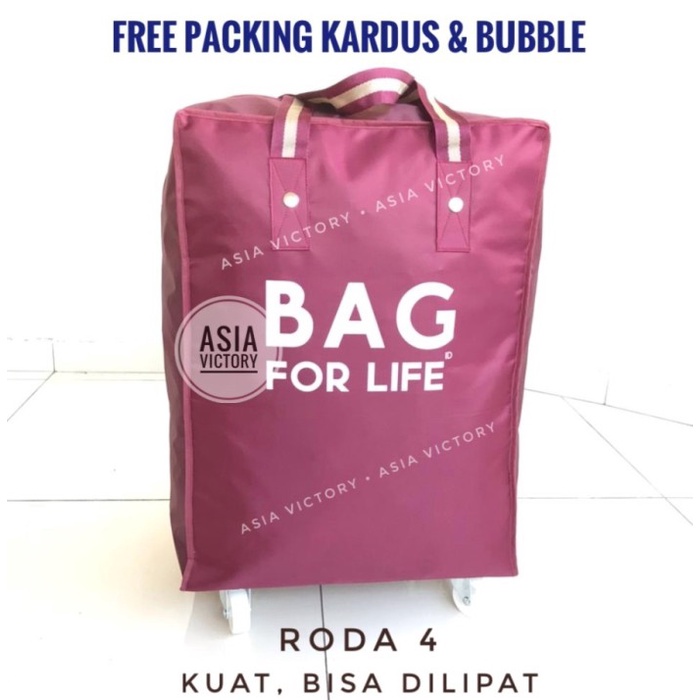 TAS TRAVEL BARANG BELANJA RODA 4 LIPAT SHOPPING TOTE BAG FOLD REUSABLE