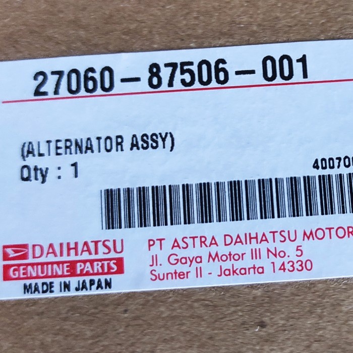Alternator Dinamo Amper Daihatsu Zebra Espass 1300 Original