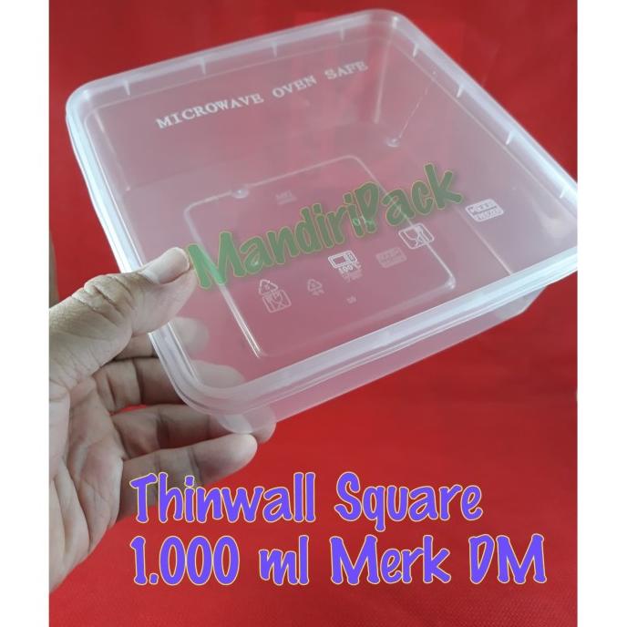 Thinwall Square 1000 Ml / Thinwall Kotak ( Sq ) 1000 Ml Dm Isi 25 Kode 980