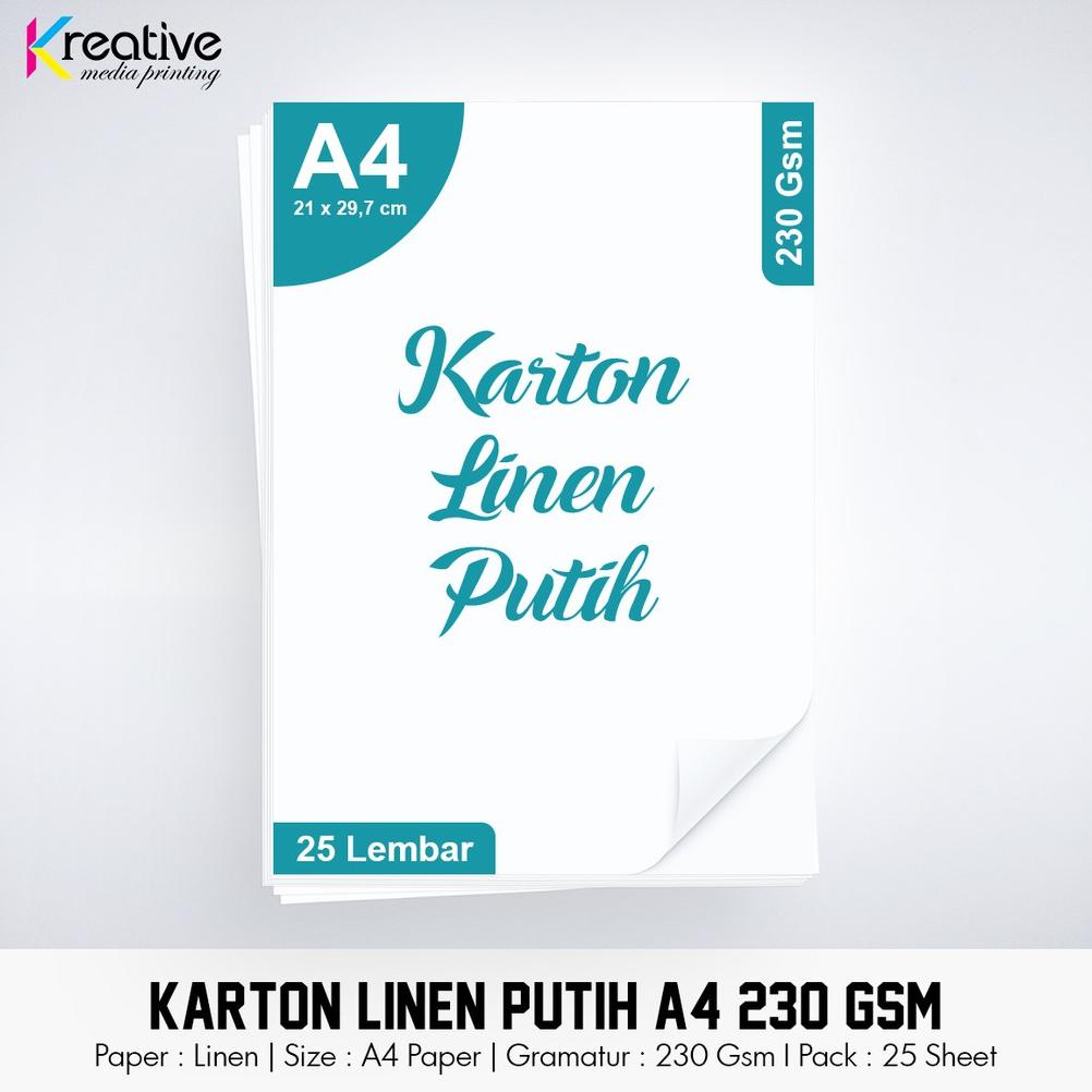 

Hot Sale - Kertas Karton Linen (A4 / 230 Gsm / 1 pack = 25 lbr)