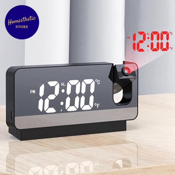 

Jam Meja Alarm Digital LED Screen Display Modern Clock denga Proyektor